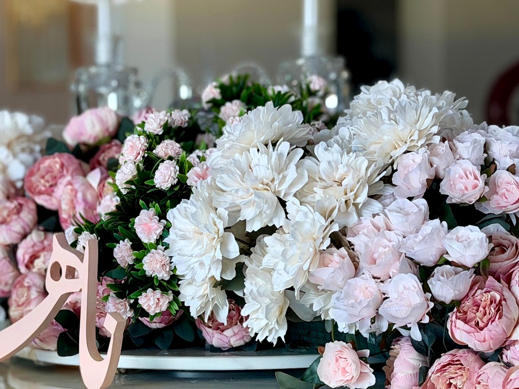 Soft pink wedding flower detail